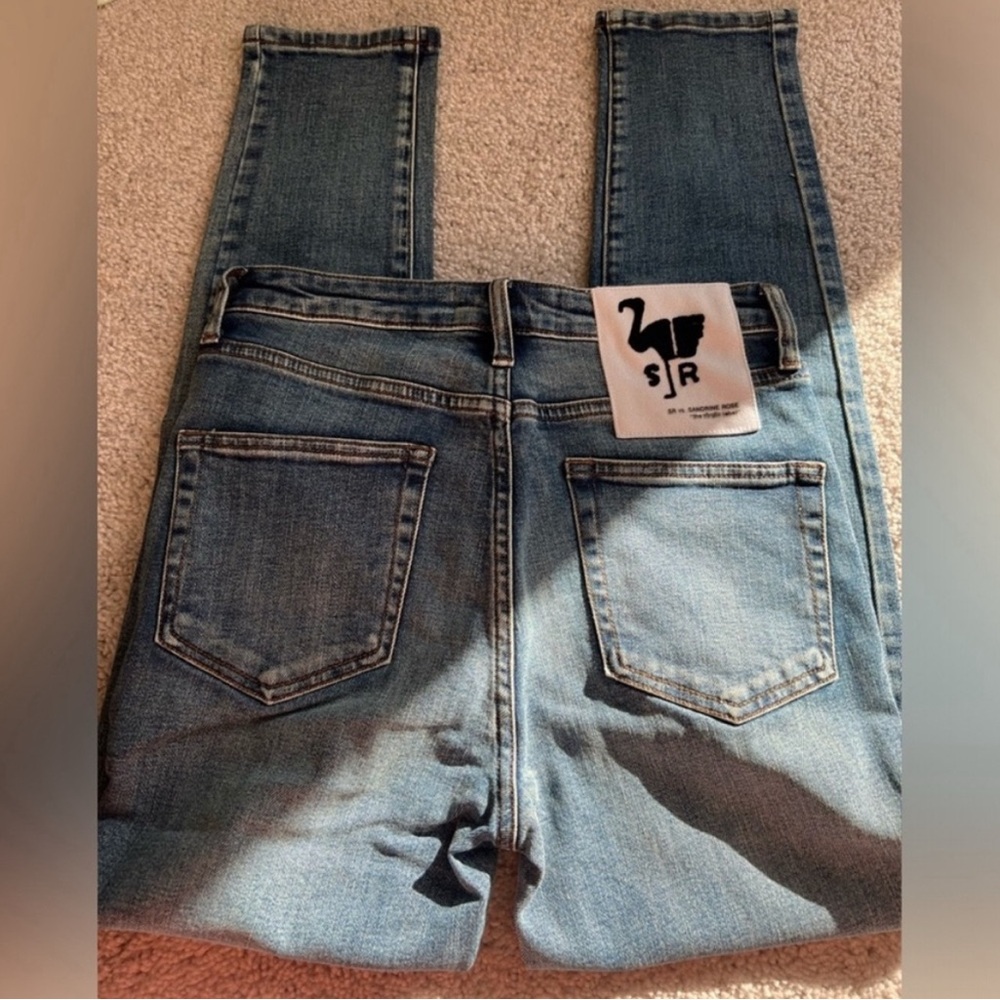 FREE PEOPLE X SANDRINE ROSE - Women's Distressed Skinny Jean Indigo - Size 27 - Picture 7 of 8